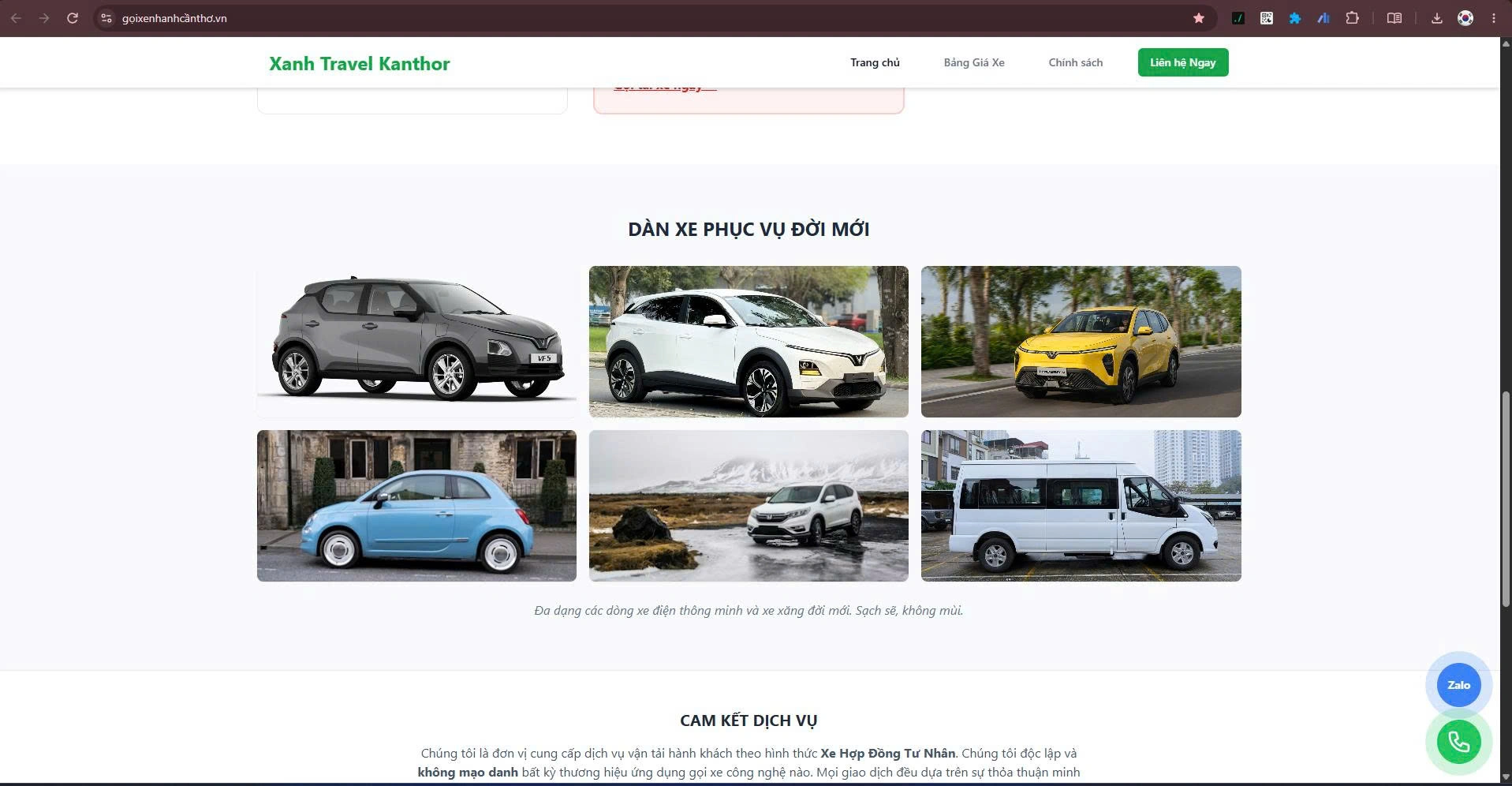 Bản xem trước website Gọi Xe Nhanh Cần Thơ